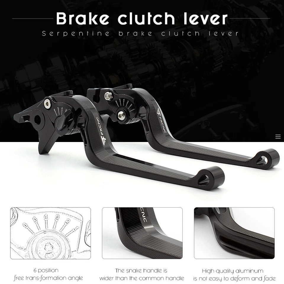 CNC Black Long Brake Clutch Lever For Honda Suzuki  Kawasaki Yamaha Ducati Pair - Image 2 of 4