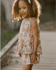 NWT Rylee and Cru Safari Floral Carrie Blouse Top Girls Size 10 - 12 Y Linen