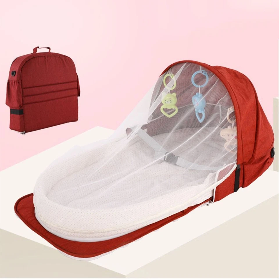 Cama plegable portátil de viaje para dormir infantil con mosquiteros almohadilla para pañales Foto 4 de 4