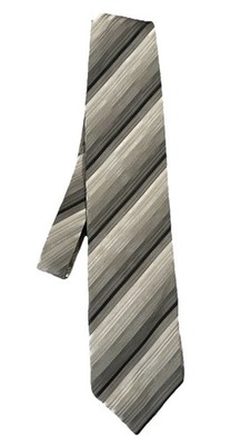 GIORGIO ARMANI MENS TIMELESS TIE 100% SILK MADE IN ITALY GREY SILVER STRIPED