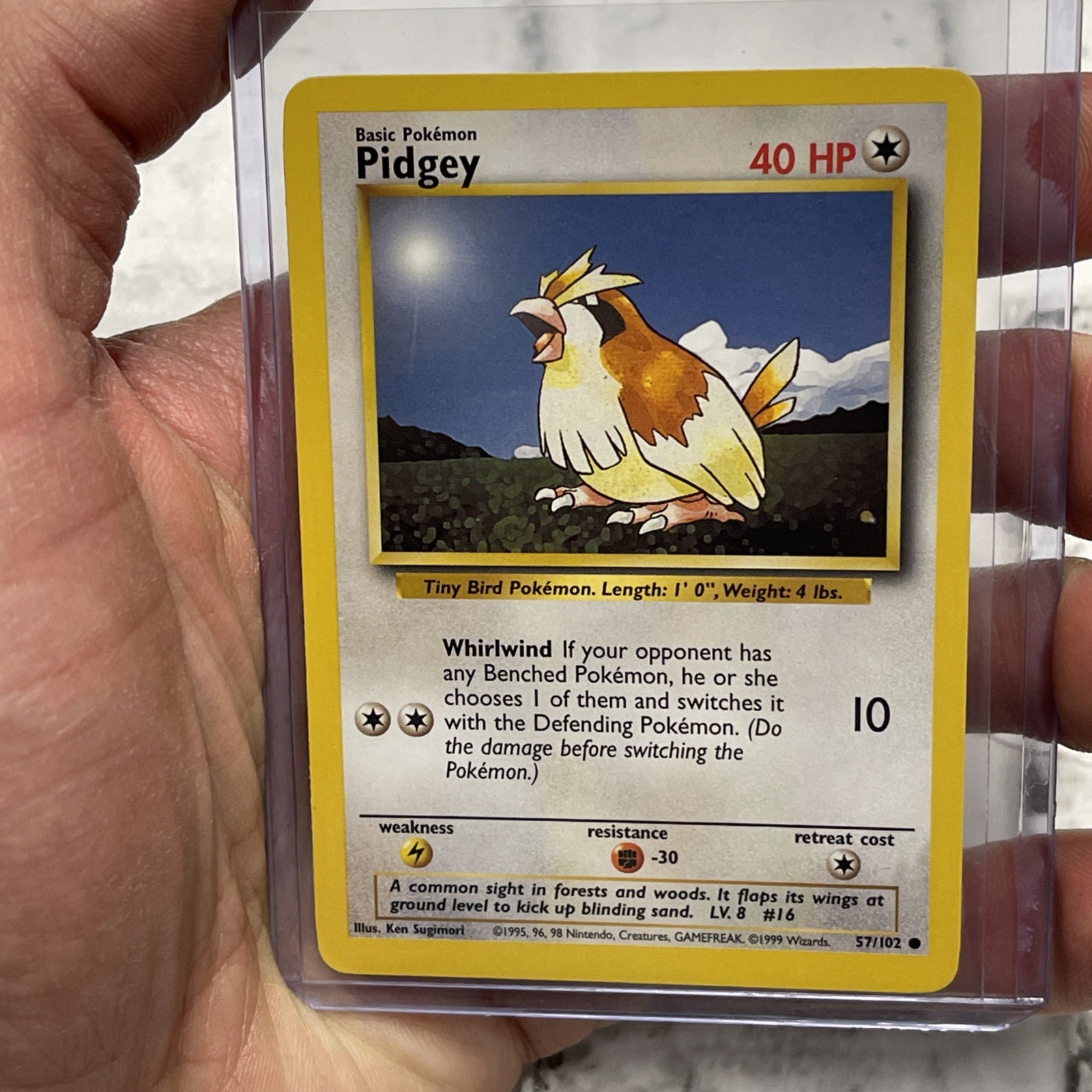 Pokemon Card Pidgey 57/102 Base Set Vintage Nintendo NM/MT Wizards of the Coast