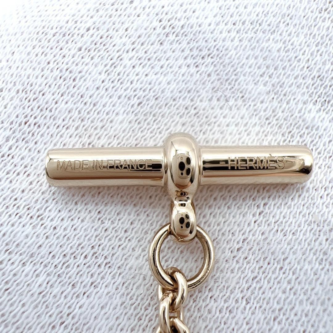 HERMES Eurydice PM Buffalo Horn Metal Gold Tone Chain Necklace 67cm w/Box thumbnail 8