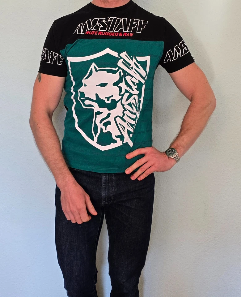 T-shirt uomo Amstaff Livus manica corta verde, nero taglia S - Immagine 4 di 4