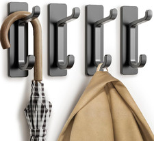 Wall Hooks for Coat and Towel: 13LB Strong Adhesive Door Hanger Stick On, Grey 4