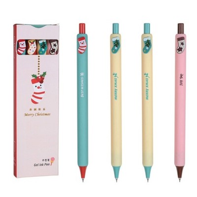 4 Pcs Neutral Pen Christmas Gel Ink Pen Quick-Drying Writing Pen School Supplies
