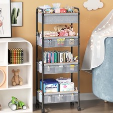4-Tier Baby Diaper Caddy Cart Organizer,Mobile Nursery Baby Dresser Clothes O...