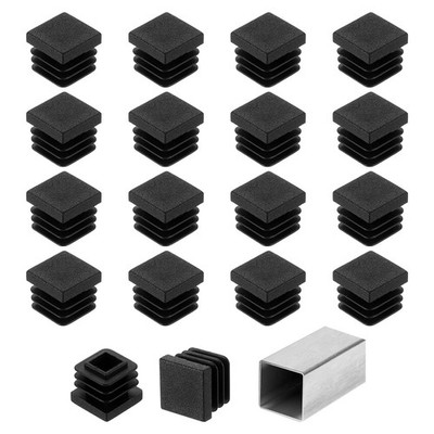 50Pcs 9/16'' (15mm) Square Tubing End Caps Hole Plug Insert for Tubing Black
