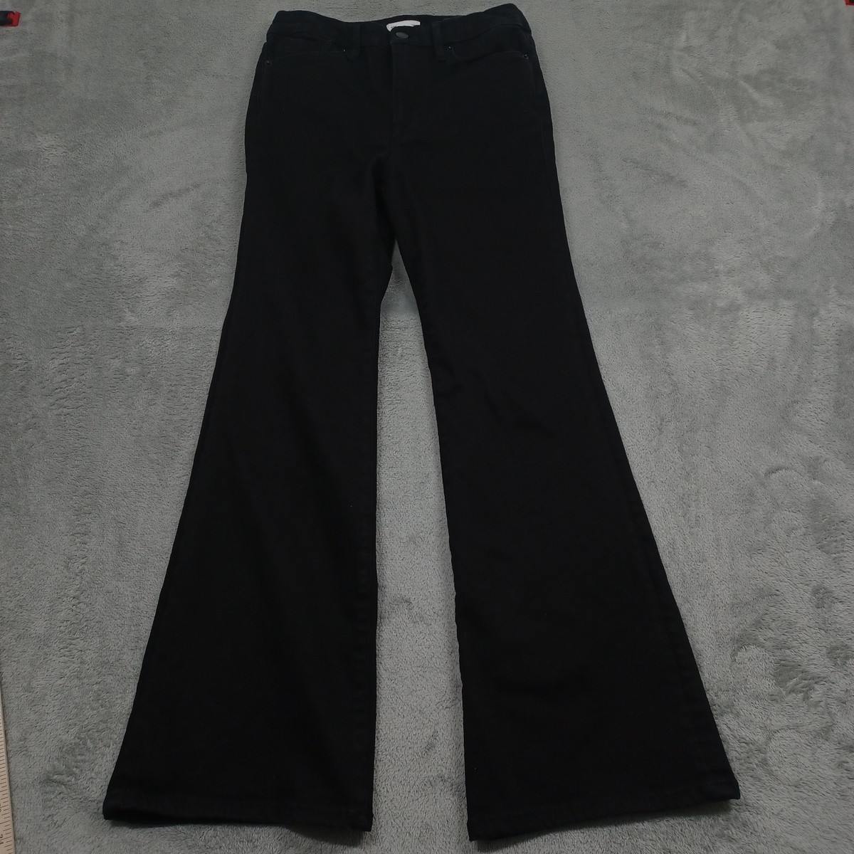 Good American Jeans Womens Black Denim Petite Bootcut Stretch