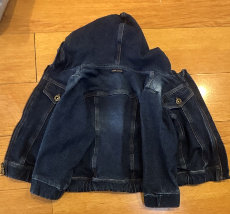 Dark Blue Denim Hooded Jacket Baby Toddler Long Sleeve Button Casual