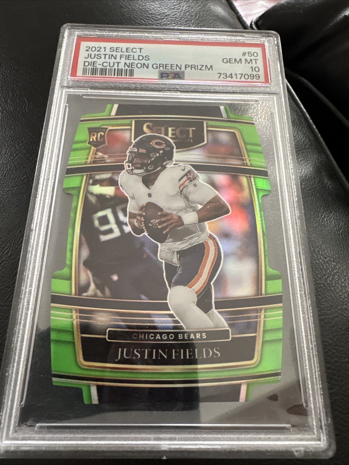 2021 Panini Select Concourse Justin Fields #50 Die-Cut Neon Green Prism 106/349