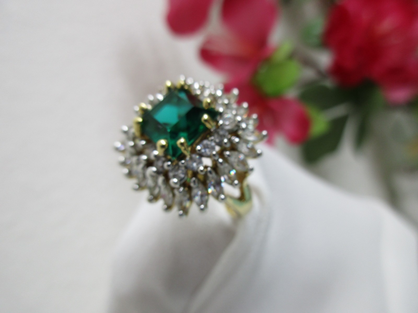 JBK JACQUELINE KENNEDY CAMROSE & KROSS Simulated EMERALD RING Size 6 Preowned