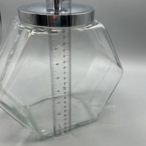 General Store Clear Glass Slanted Candy / Cookie Storage Jar w Lid 6 Sided 10” - Picture 5 of 5