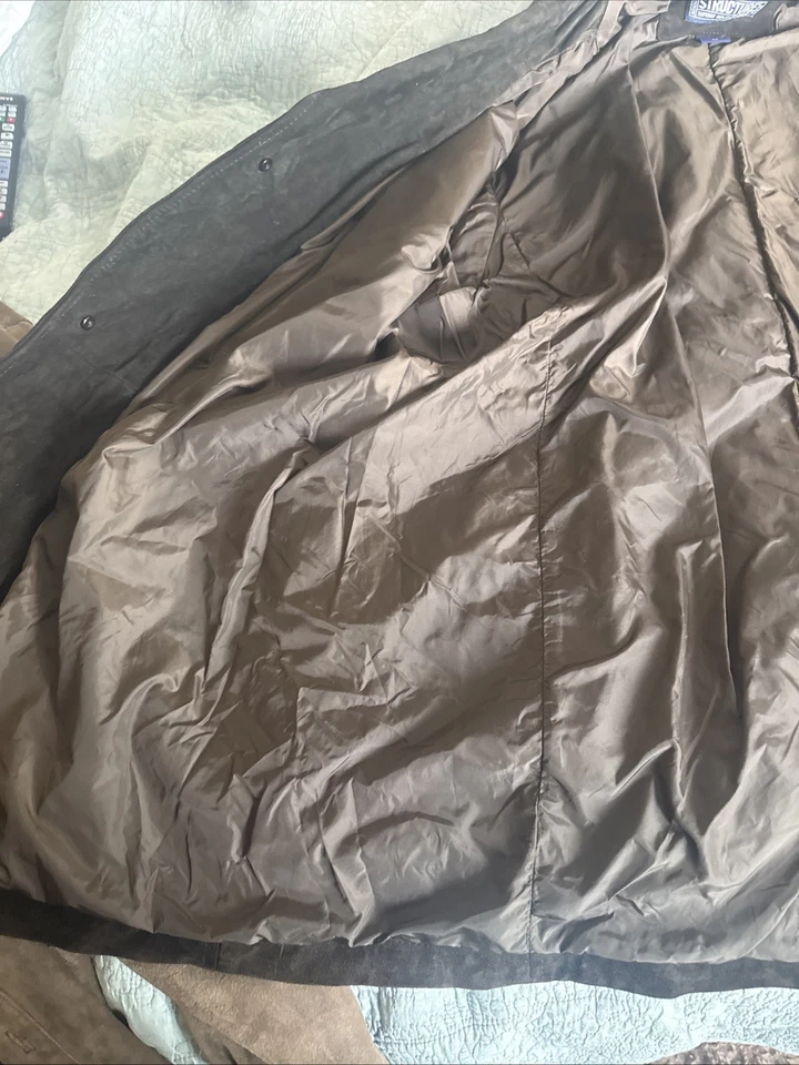 VTG 90s Structure Men’s XL Dark Brown Suede Blazer Jacket Heavy Classic - Image 4 of 4