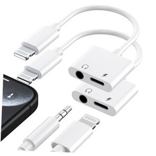  Apple MFi Certified iPhone Headphone Adapter, 2 in 1 Lightning to 3.5 mm