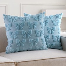 Bow Pillow Covers Set of 2 Preppy Room Decor 13.4" x 11" Pack of 2 Blue