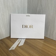 White Textured Paper Dior Gift Bag Clutch Ribbon - Empty - 7.5in X 5.5in X 3in