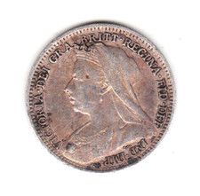 1895 Great Britain Victoria Sterling Silver Threepence.