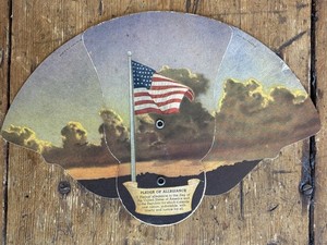 Vintage 'Pledge of Allegiance' Advertising Fan Unmarked. C. 1940's.