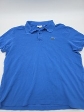 Lacoste Polo Shirt Men Size 8 Blue Logo Embroidered 100 . Cotton Slim. 43602