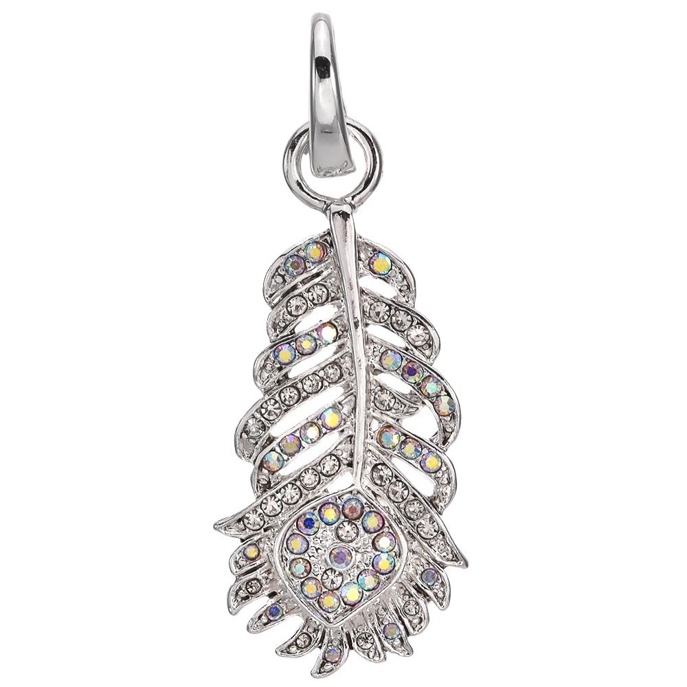 Kirks Folly Fairyland Peacock Feather Open Ring Charm  sterling silvertone