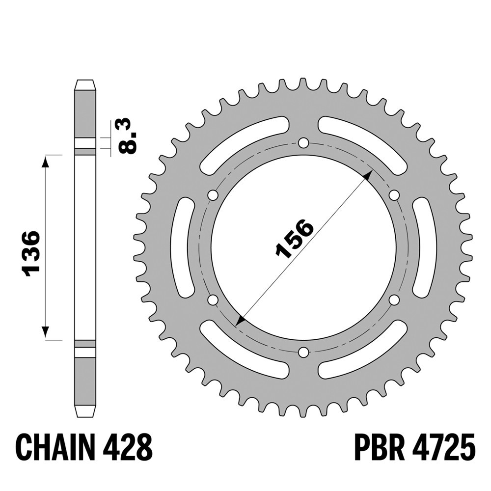 Pignon 57 Dents PBR pas 428, l'excellence mécanique pour Fantic Motard 125