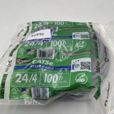 Southwire CAT5e 24/4 100ft Cable Riser Cord  100' CMR Gray Wire No 56917943