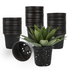 TAQIXI 100 Packs Nursery Pots, 4 5 6 Inches Plastic Nursery Pots for Plants w...