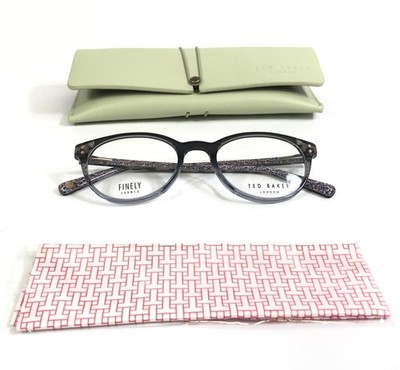Ted Baker Eyeglasses Frames TEW022 SLA Black Blue Panto Full Rim 49-19-140