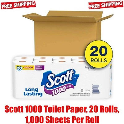 Scott 1000 Toilet Paper, 20 Rolls, 1,000 Sheets Per Roll