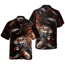 Tiger In The Dark Shirt For Men Hawaiian Shirt