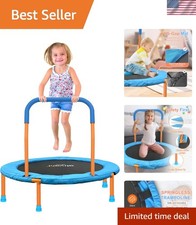 36-Inch Toddler Trampoline with Foam Handle, Foldable Indoor Outdoor Mini Reb...