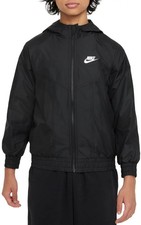 NEW Nike 850443-011 Sportswear Windrunner Black Full Zip Hooded Jacket Youth XS
