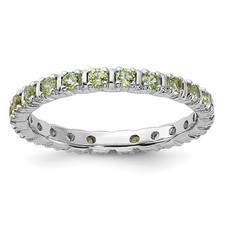 925 Sterling Silver Stackable Expressions Peridot Ring Size 8