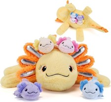 Axolotl Stuffed Animals with Babies Inside, Mommy Toy for Kids
