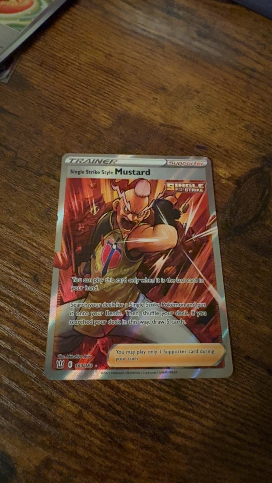Single Strike Style Mustard 163/163 Ultra Rare Battle Styles Pokemon Holo NM