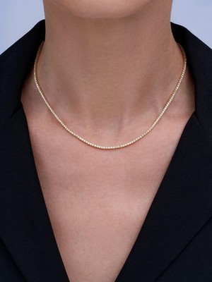 16CT Lab Created 4MM Diamond Tennis Necklace 18K Yellow Gold Finish 18 Inch