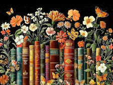 Book Diamond Art Kits for Adults, Vintage Book Flowers Diamond Painting for Adul