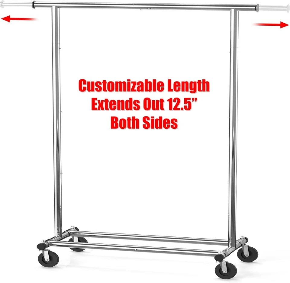 Collapsible Heavy Duty Garment Rack with Adjustable Rod - Chrome, 42 - 67 Inches - Image 4 of 4