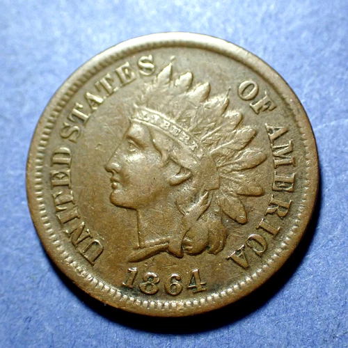 1864-L Pointed Bust Bronze Indian Cent  Ch. VF