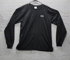 Vintage IBM Computer T Shirt Mens Large Black Long Sleeve 90s Tech Promo Logo L