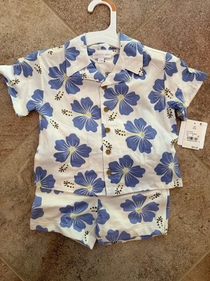 Boys  Grayson Mini Tropical Print Button-Down Shirt & Shorts Set Size 12 Months 