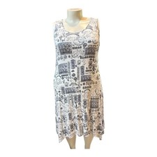 Cynthia Rowley 1X Ivory & Black Italian Sites Sharkbite Hem Sleeveless Dress