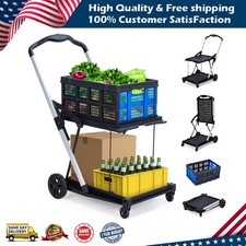 Collapsible Shopping Cart, Foldable Grocery Cart with Wheels  Removable Storage
