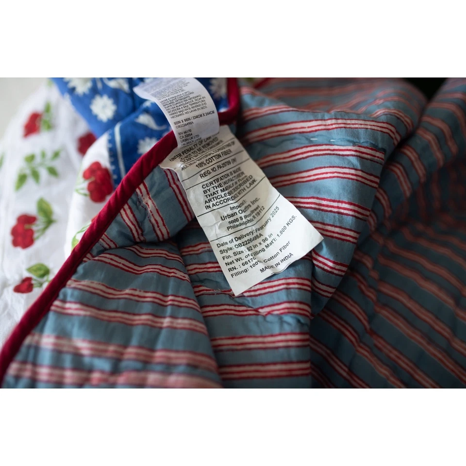 Anthropologie Iluka Cotton Printed Floral Quilt Queen Cherries - Image 4 of 4