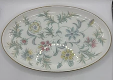 Minton China Vanessa Oval Floral  Relish Tray W/Gold Trim 8.25”L x  5.25”w x .75
