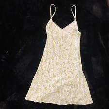 Forever 21 Women's White Green Floral Lace Full Slip Adjustable Strap Size S