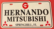 Hernando Mitsubishi Dealership Booster License Plate Springhill Florida PLASTIC