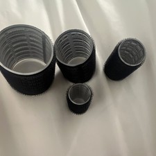 Mesh Hair Rollers Set Black Gray Plastic Large Medium Small Extra Small