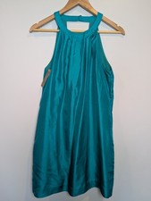 NWT J Crew Women's Size 4 Silk Teal Halter Flowy Mini Dress