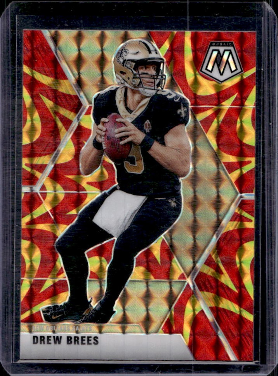 2020 Mosaic Drew Brees Prizm Reactive Gold #142 Saints
